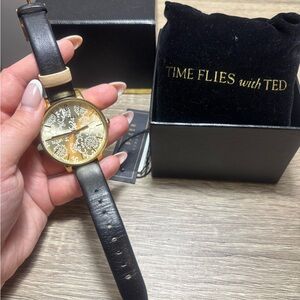 Ted Baker Black and Gold Floral Watch